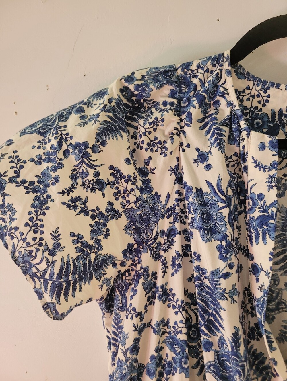 Maeve By Anthropologie 1X Somerset Maxi Dress Blue Print 100% Cotton - Picture 10 of 16
